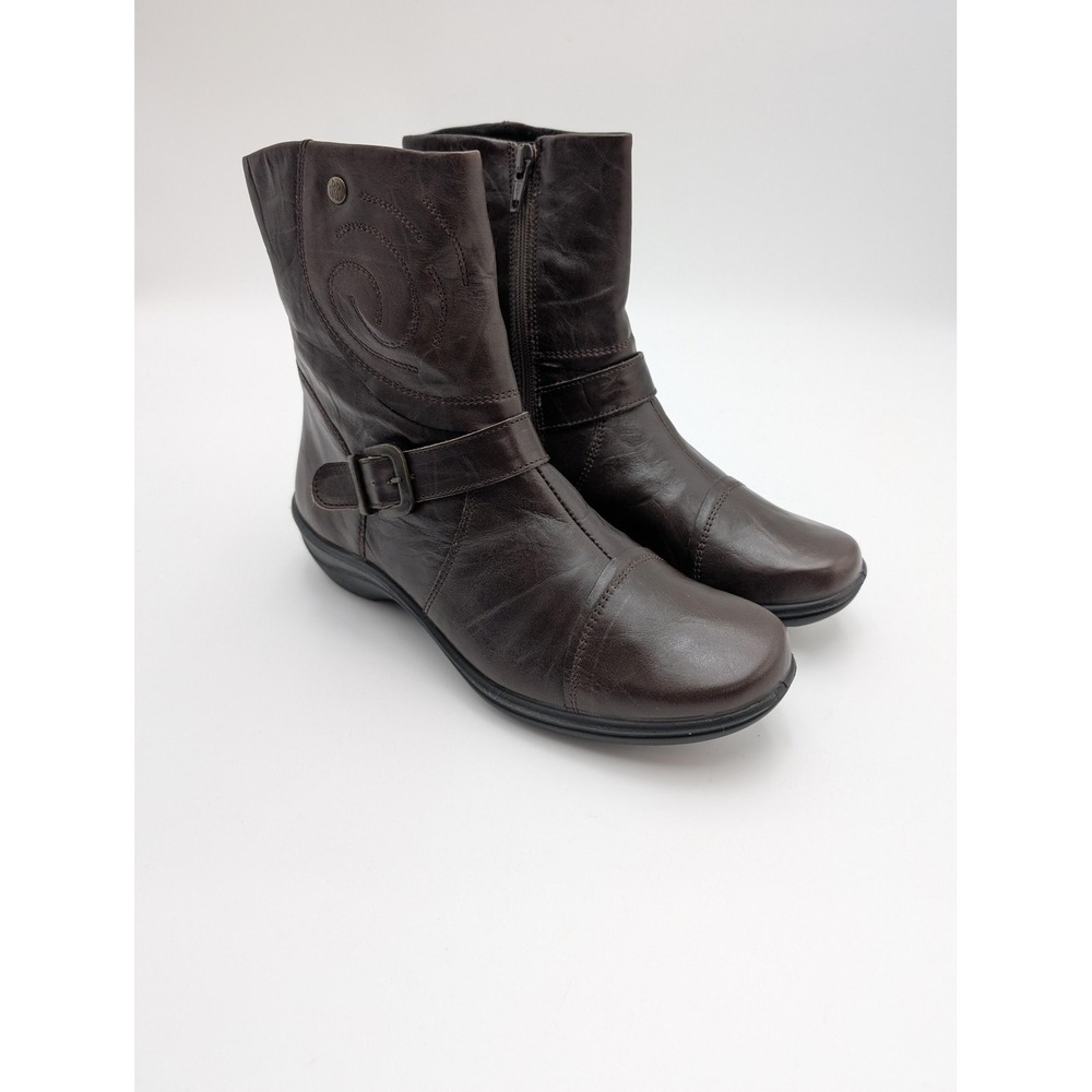 Romika Boots Womens Size 6.5 Brown Leather‎ Ankle Buckle Wedge Comfort Shoes New